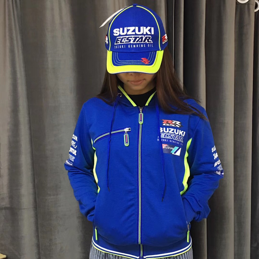 Suzuki Áo Khoác hoodie Phối Khóa Kéo Thời Trang Đua Xe Mô Tô Cá Tính