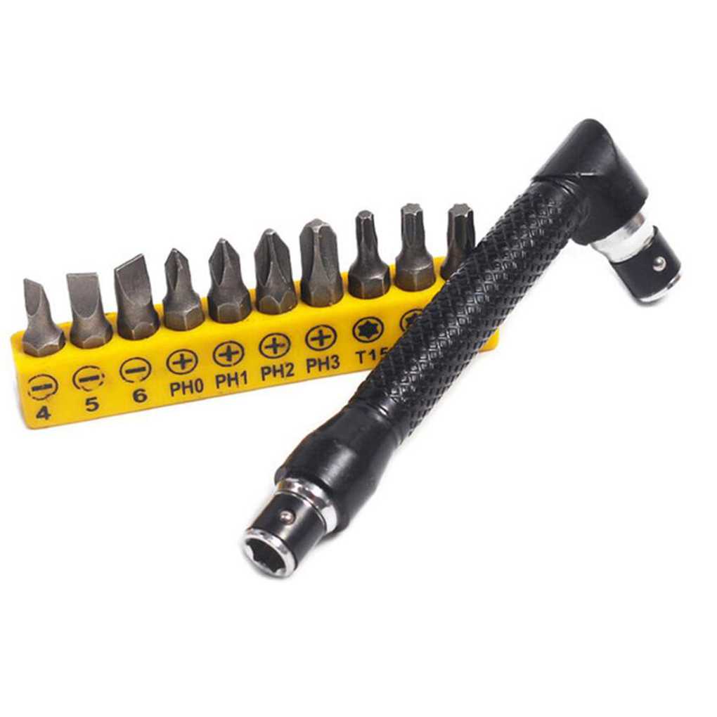 Set cờ lê chữ L hai đầu góc phải 90 độ mini 1/4&quot; có 10 đầu vít đa năng tiện lợi