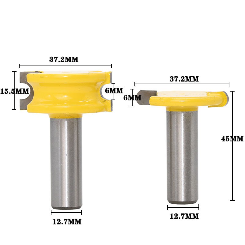 Bộ 2 mũi phay gỗ ghép âm dương bán nguyệt, cốt 12.7mm