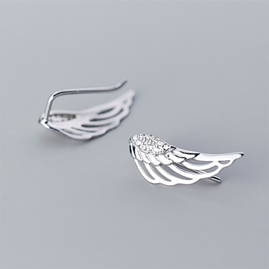 Khuyên Tai Bạc Cá Tính cho Nữ Hình Cánh chim B2429 - Bảo Ngọc Jewelry