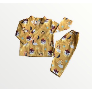 Bộ Yukata dài tay chất Thô lụa cho bé