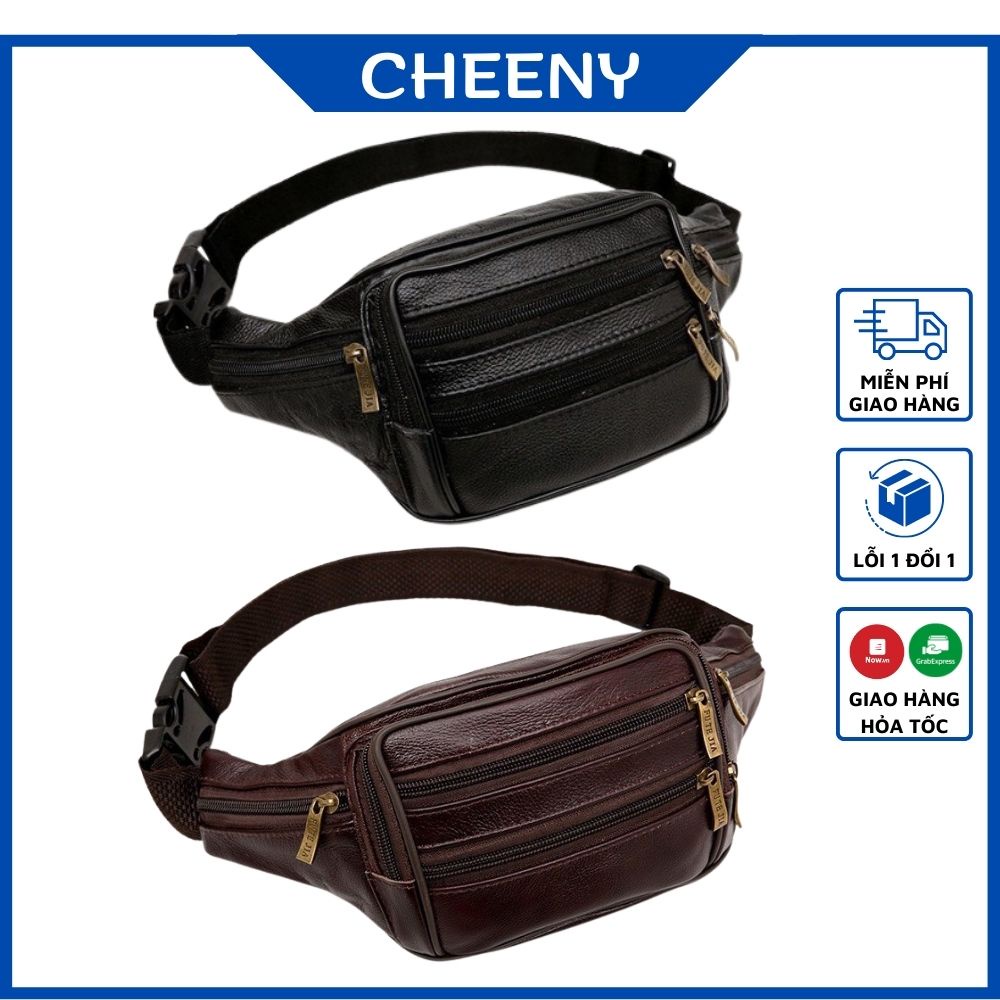 Túi Đeo Hông Đeo Bụng Da Cao Cấp 6 Ngăn Chống Nước Phong Cách Trẻ Trung
