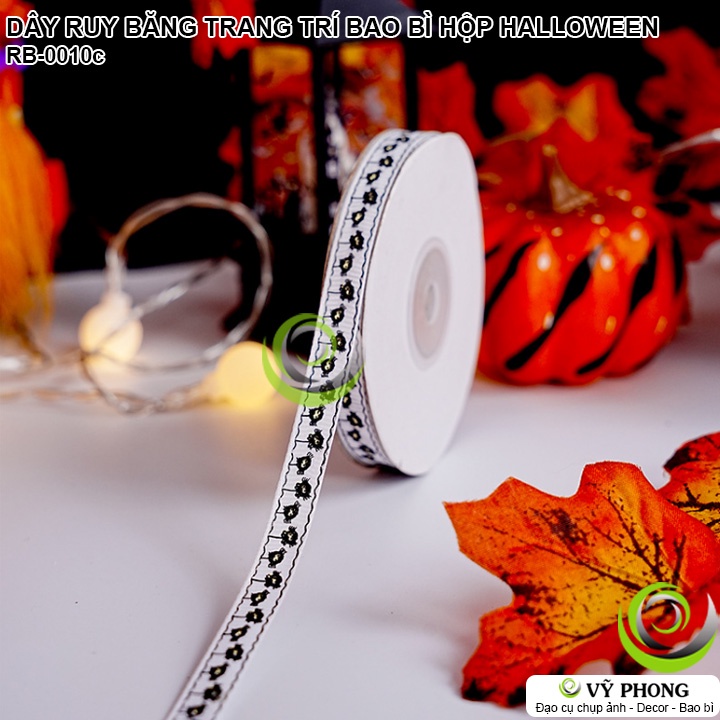 DÂY RUY BĂNG TRANG TRÍ HALLOWEEN DÂY VẢI DECOR ĐÓNG GÓI QUÀ TẶNG BAO BÌ HỘP BÁNH KẸO LỄ HỘI MA QUỶ RB-0010
