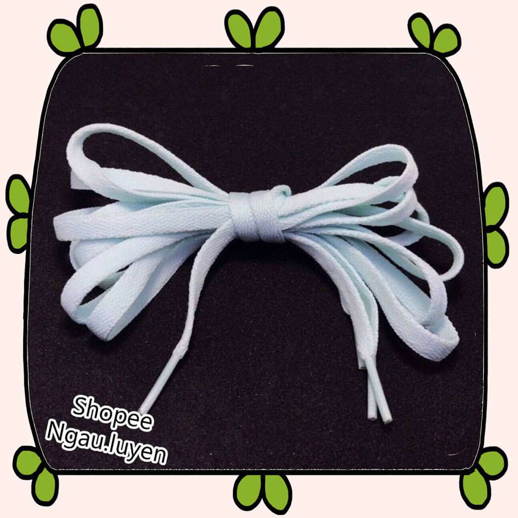 Cặp dây giày thể thao trắng trơn dẹt dài 1m2 unisex nam nữ phụ kiện sneaker giày dép bản dẹp Giây giầy unisex