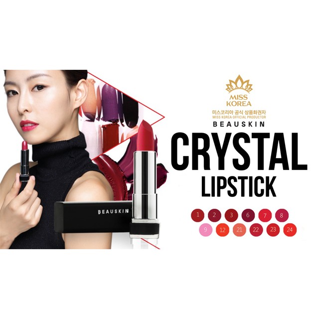 Son môi lâu trôi nhiều dưỡng Beauskin Crystal Lipstick 3.5g - Hàng chính hãng