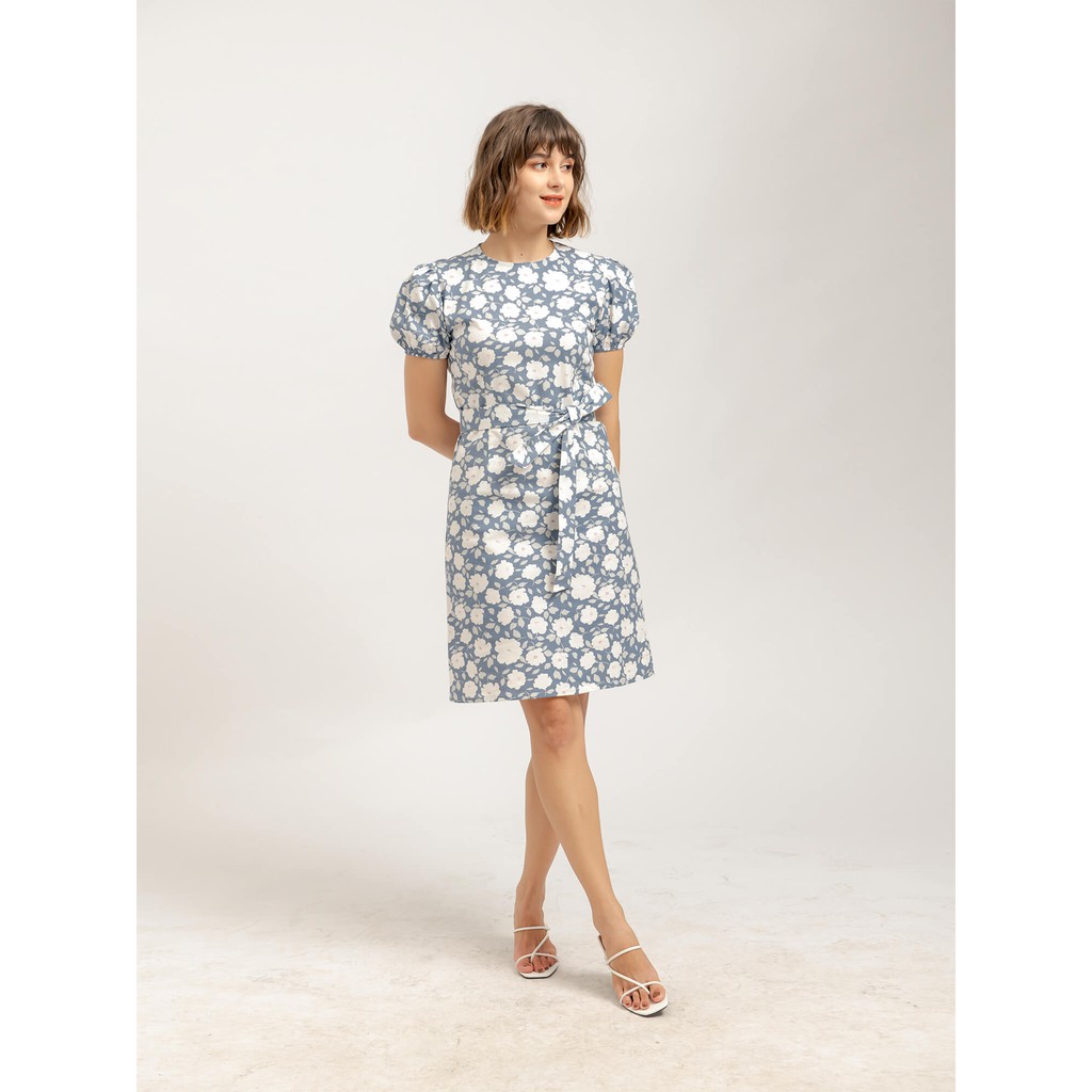 Đầm Hoa Xanh Linen Thắt Dây - YV LE & CO | BigBuy360 - bigbuy360.vn