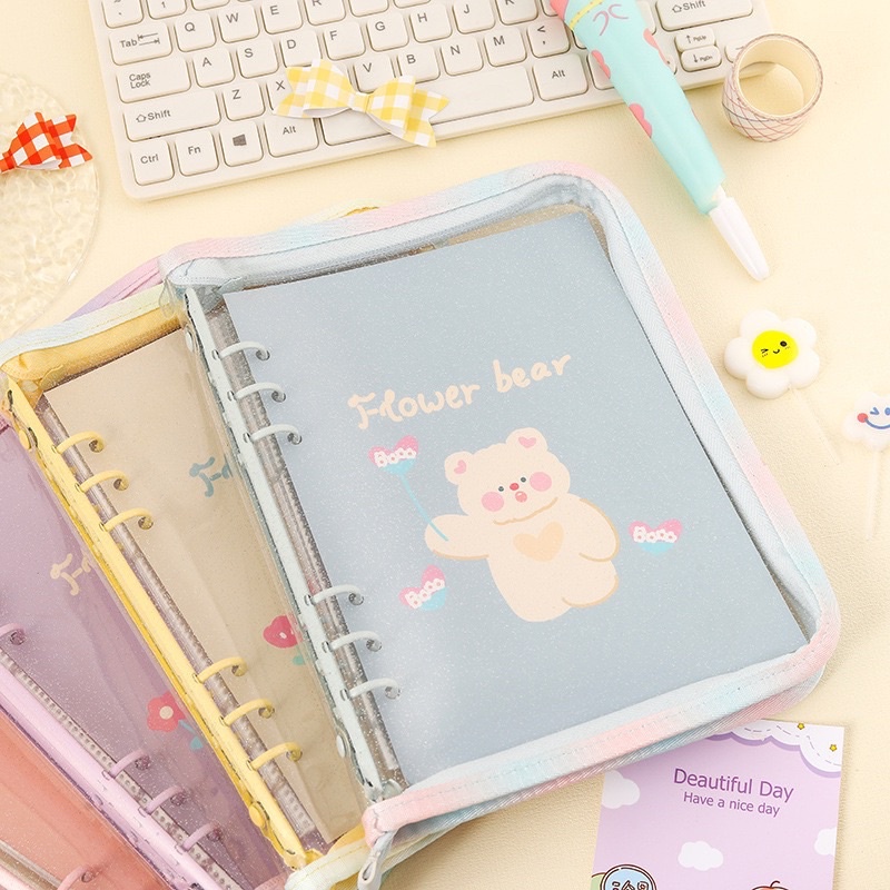 SỔ BINDER KHÓA KÉO A5 Glitter cuốn sổ planner ghi chép