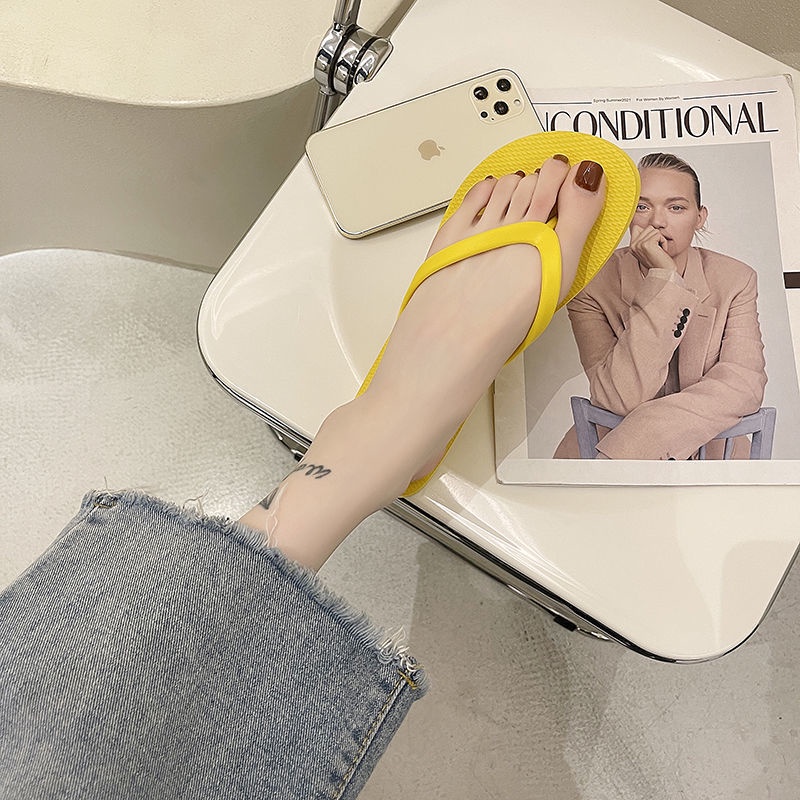 2023 Cho Nữ Dép Sandal Xỏ Ngón Màu Trơn Nhẹ Nhàng Thời Trang Đi Biển Dép lê