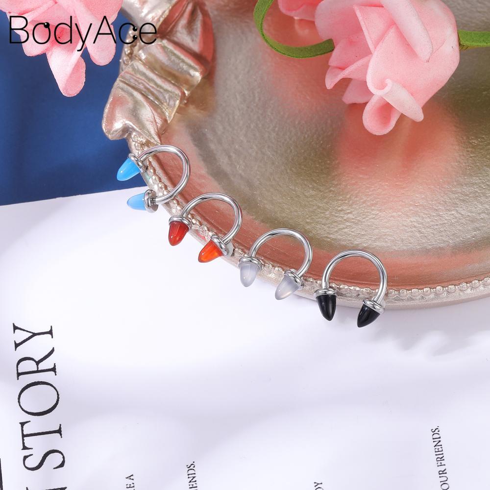 Set 4 Khuyên Mũi Thép Không Gỉ 8 / 10mm Cá Tính
