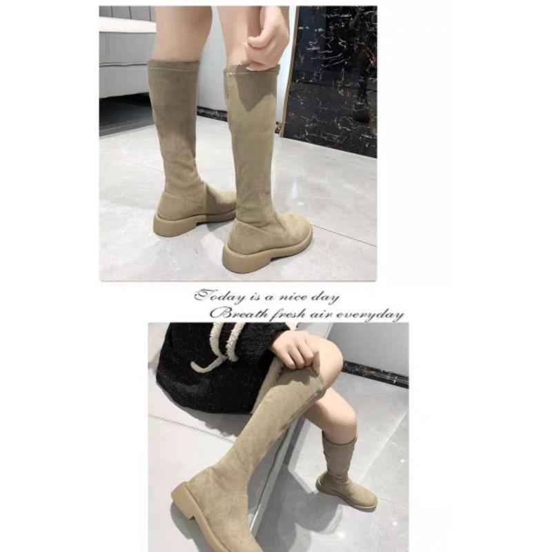Sẵn đủ size 35-39 Boots đùi da lộn siêu mềm co dãn dành cho năm 2022, hàng quảng châu loại đẹp