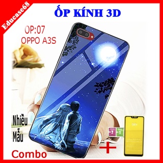 COMBO ốp lưng KÍNH 3D OPPO A3S SANG TRỌNG, TRẺ TRUNG (TẶNG KÈM 1 kính cường lực FULL màn hình ) Educase68