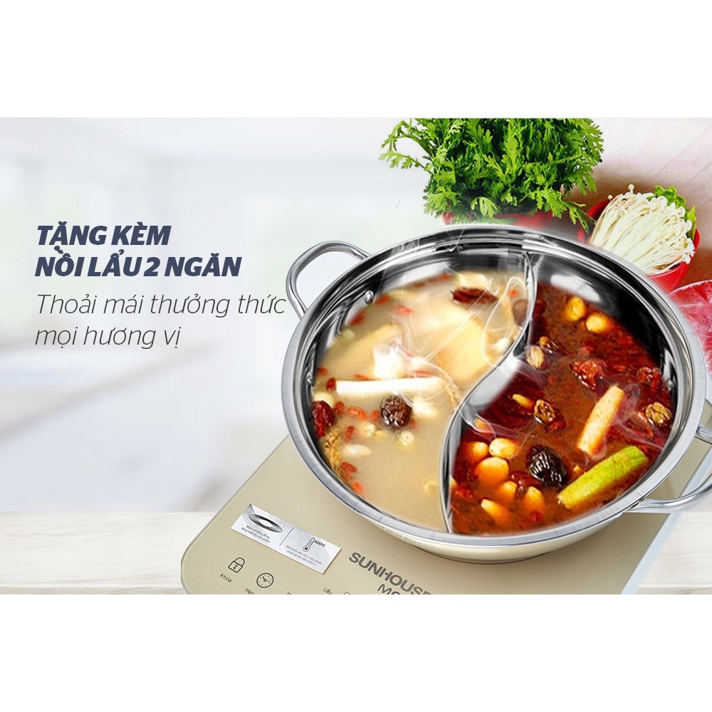 Bếp điện từ cảm ứng Sunhouse Mama SHD6868, Công suất 2000W, Tặng nồi lẩu 2 ngăn
