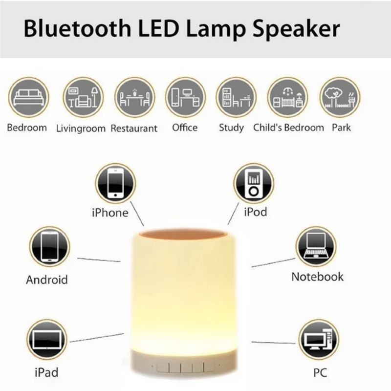 Loa Bluetooth Kiêm Đèn Ngủ, Đèn Led Cảm Ứng Đổi Màu