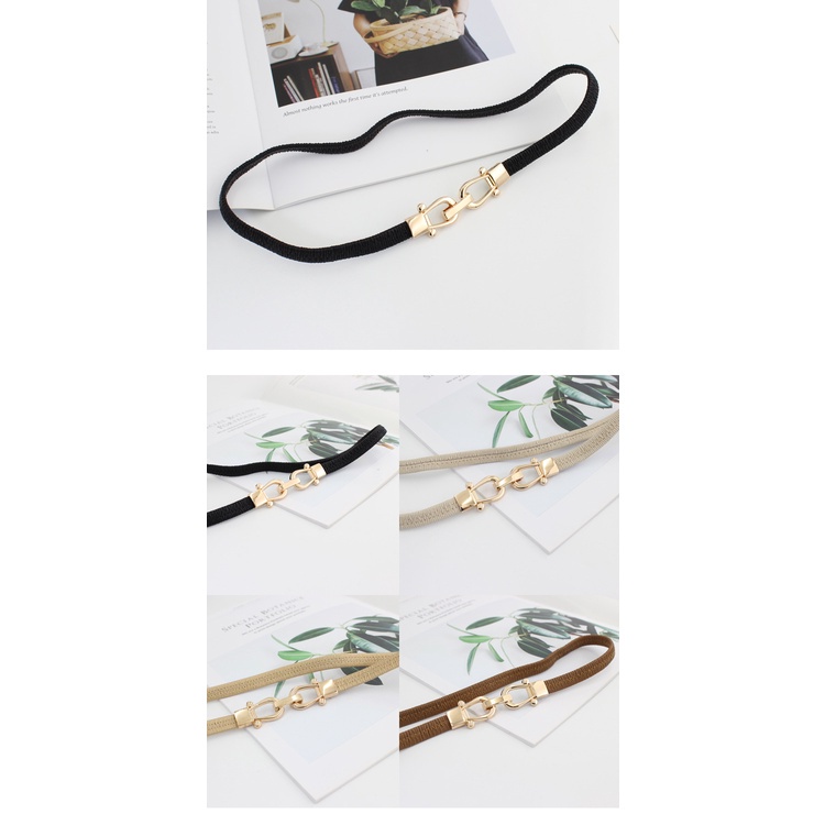 Thắt Lưng Co Giãn Mỏng Móc Vàng Trang Trí Váy Cho Nữ