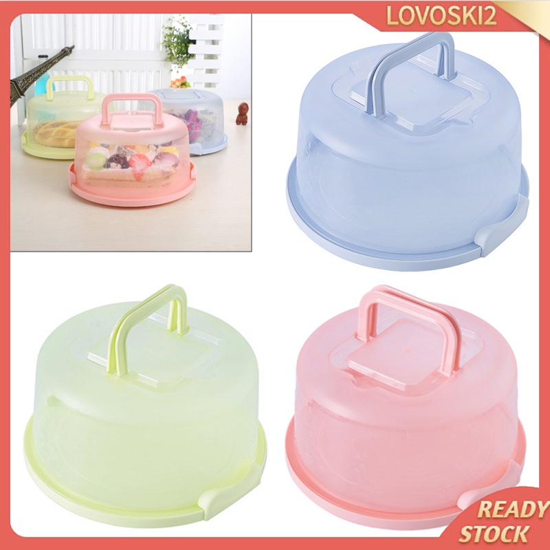 Plastic Cake Box Round Cake Storage Carrier Container Lockable Lid Blue