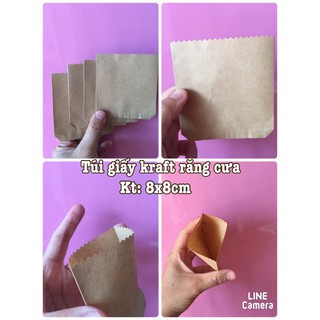 100 túi kraft răng cưa kt:8x8cm