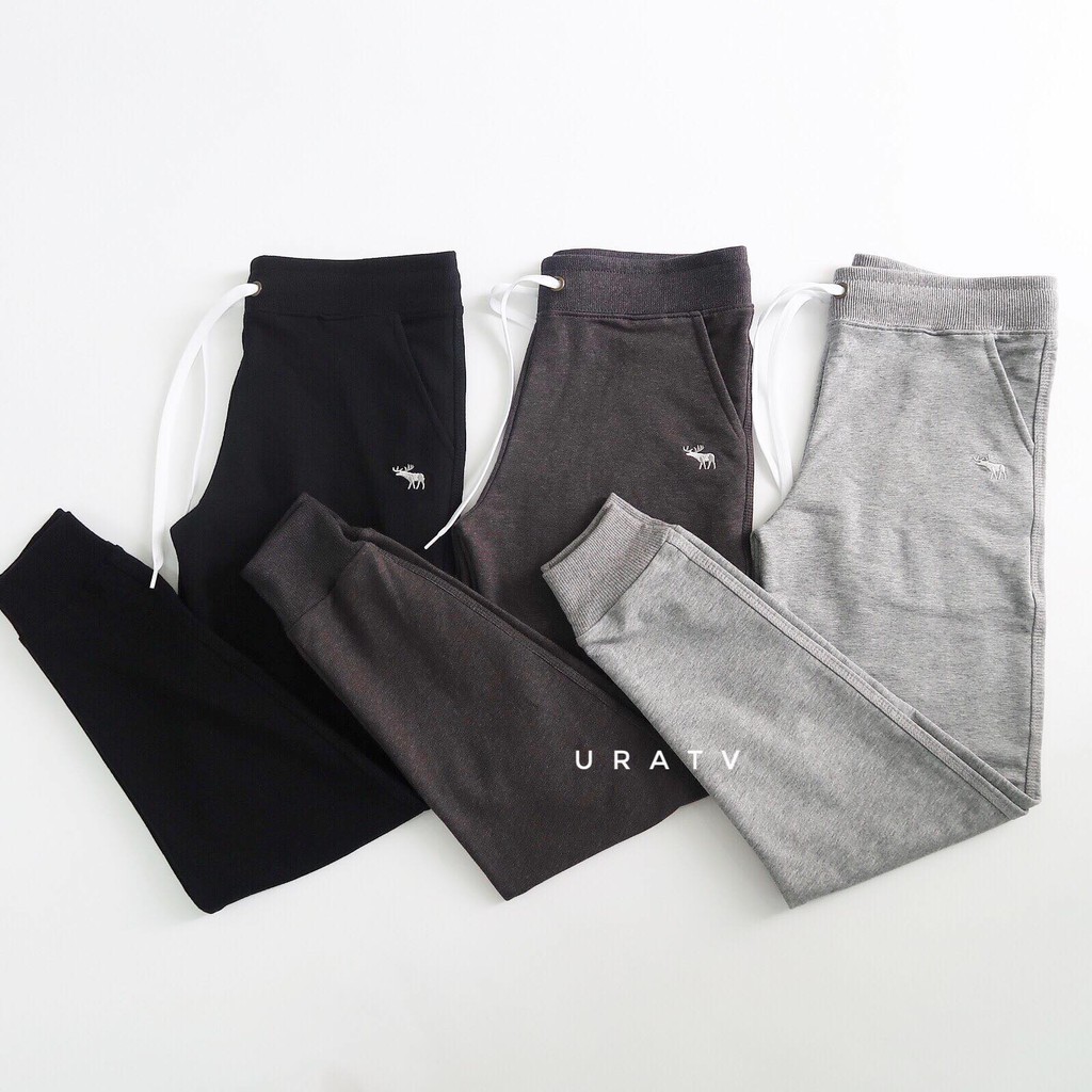 [FREESHIP - ẢNH THẬT] Quần JOGGER nỉ thêu TRƠN ABER ống bo thể thao