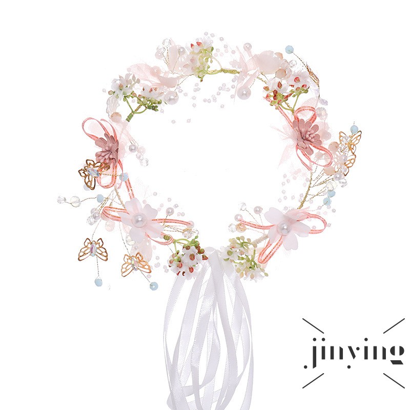 Vòng đội đầu GETNOIVAS phối hoa và bướm xinh xắn cho phù dâu