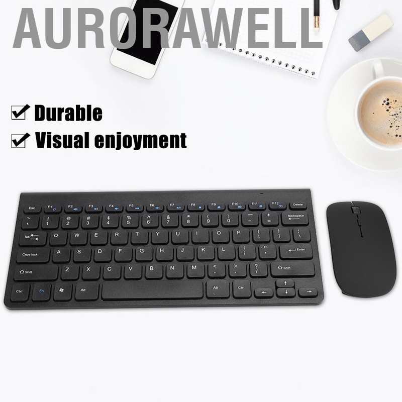 Aurorawell Wireless Keyboard Mouse Set Combo Black USB Receiver for Laptop Desktop Computer