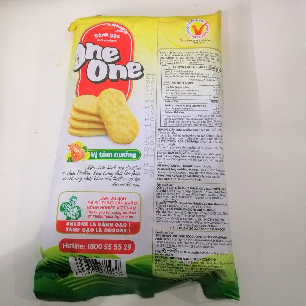 Bánh Gạo One One Vị Tôm Nướng (Gói 150g)