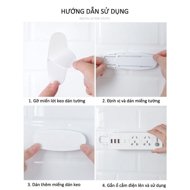 Combo 5 Giá treo, móc dán gắn ổ cắm điện, điều khiển, modem tiện dụng