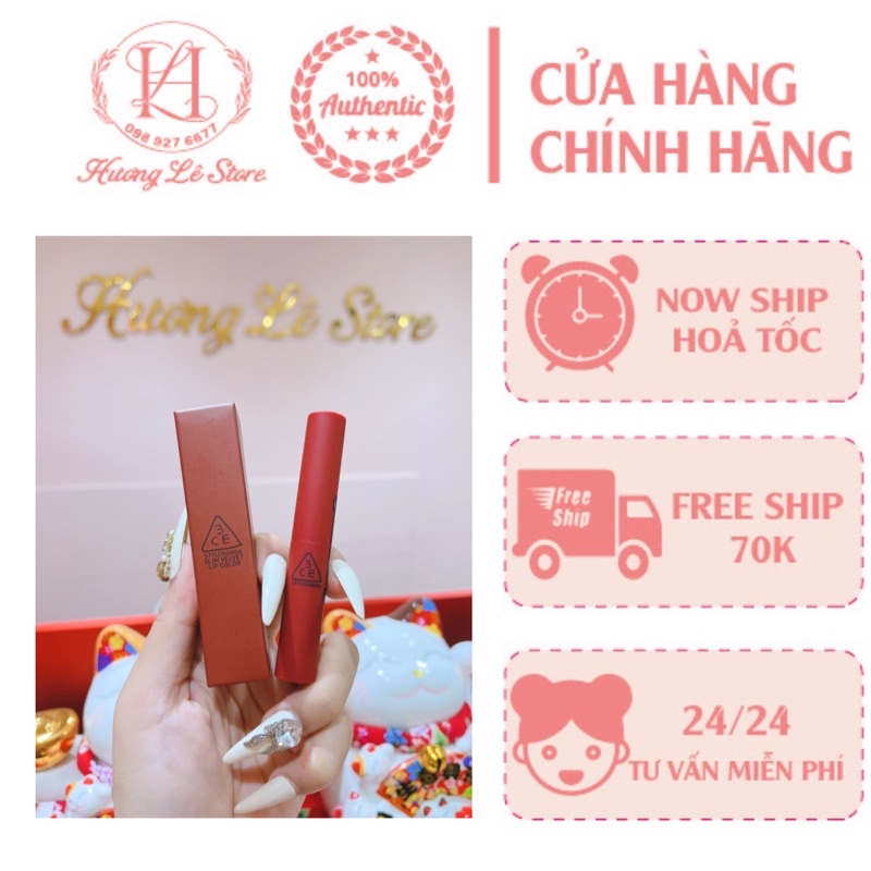 Son 3CE Slim Velvet Lip Color ( Vermilion,True red,Plain )