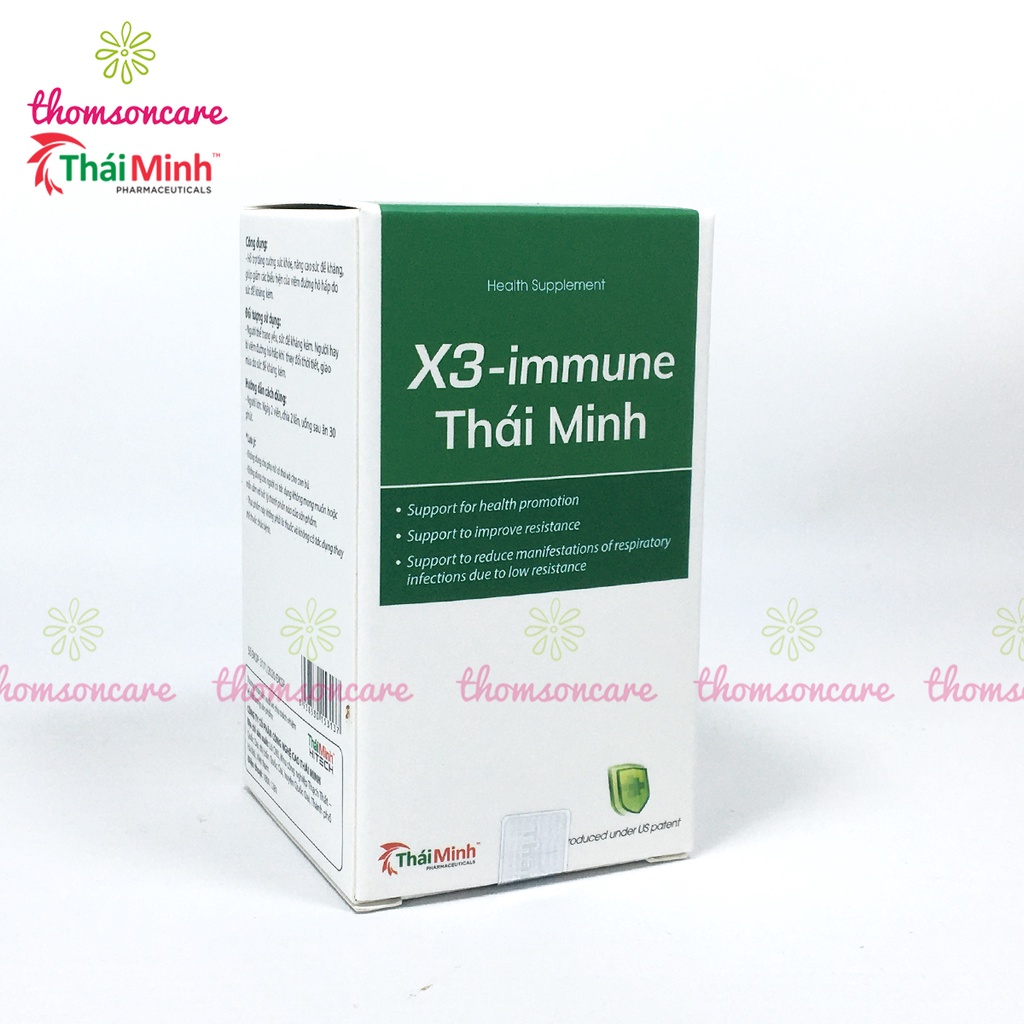 Tăng cường sức đề kháng từ Xuyên tâm liên X3 Immune Thái Minh, nâng miễn dịch đường hô hấp Hộp 30 viên