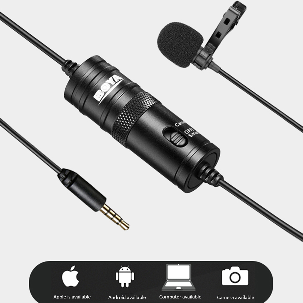 Micrô BOYA BY-M1 M1 Pro M1DM Clip-on Lavalier Mini Audio 3.5mm Collar Condenser Veel Mic để ghi âm Điện thoại thông minh iPhone Android SONY Nikon Máy ảnh DSLR Máy ghi âm DSLR