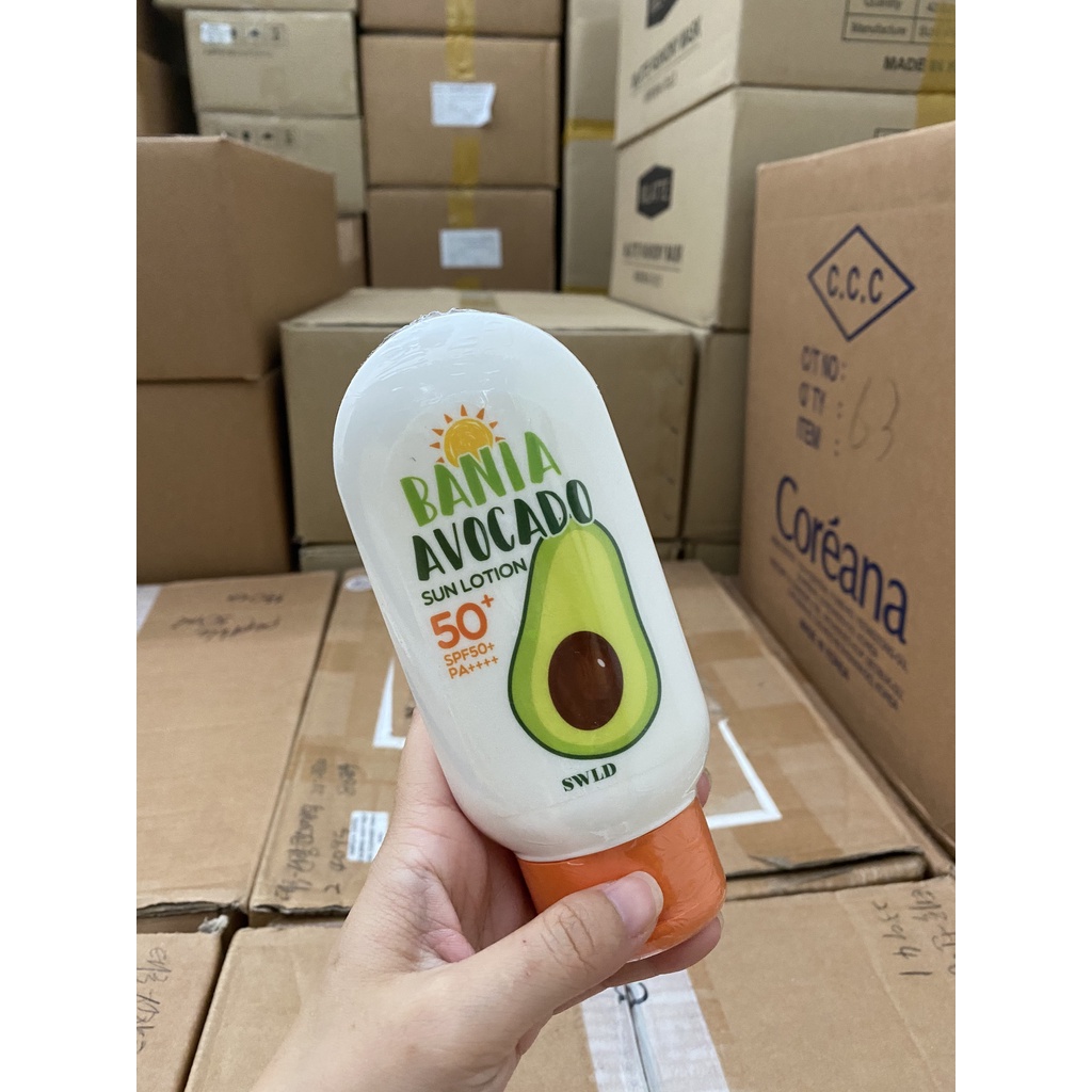 Lotion chống nắng cho body chiết xuất bơ Swld Bania Avocado Sun Lotion Spf50+ Pa++++ 100ml