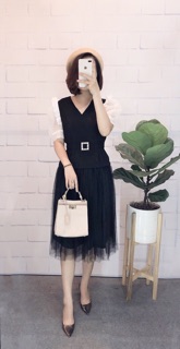 Áo sơ mi Peplum phối ren