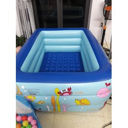 Bộ bể bơi 3 tầng 1m8 kèm bơm điện mini 2 chiều +10 quả bóng nhựa