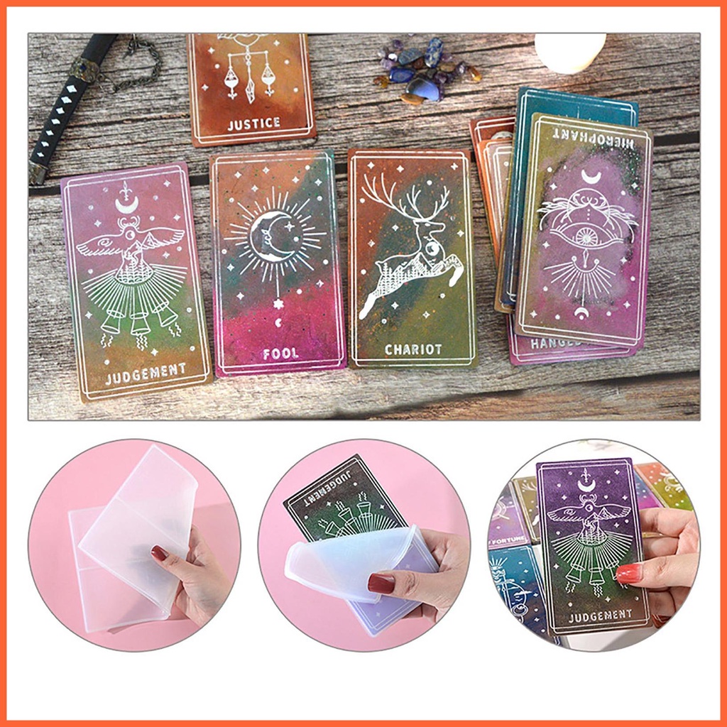 Set 10 Khuôn Silicon Trong Suốt Làm Thẻ Bài Tarot DIY
