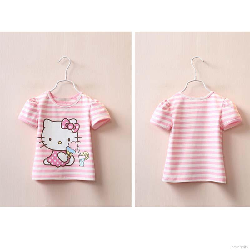 Áo thun tay ngắn in hình Hello Kitty cho bé gái