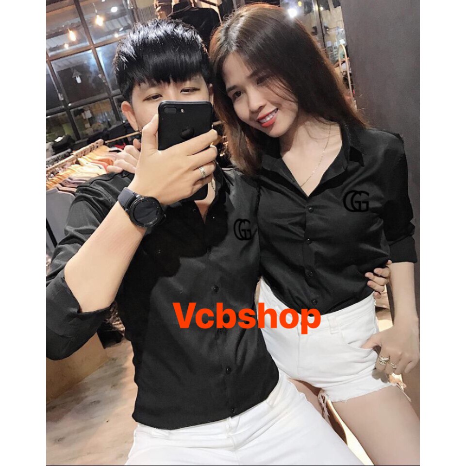 ÁO SƠMI LỤA NAM NỮ MÀU ĐEN CG