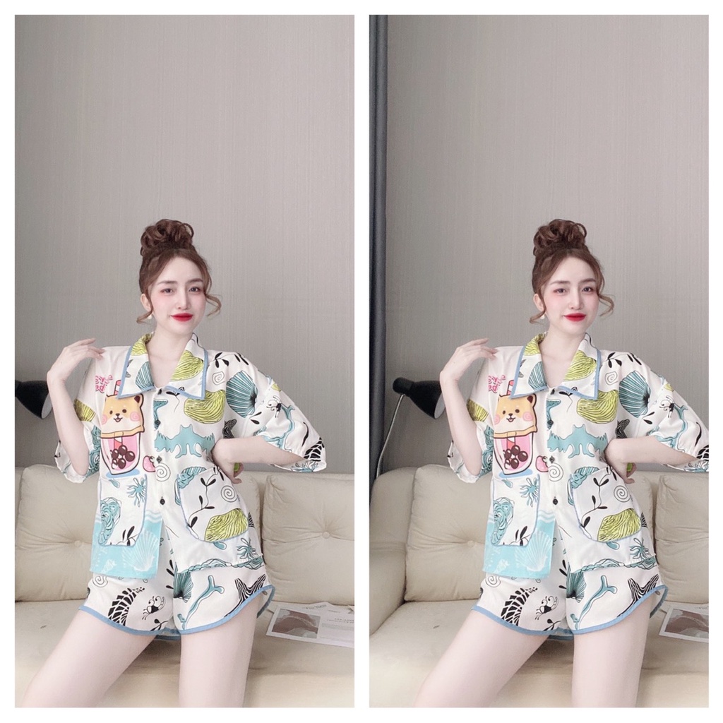 Pijama Mango,Đồ Bộ Đùi lụa MANGO Mặc Nhà Xinh Xắn Hot Trend | BigBuy360 - bigbuy360.vn