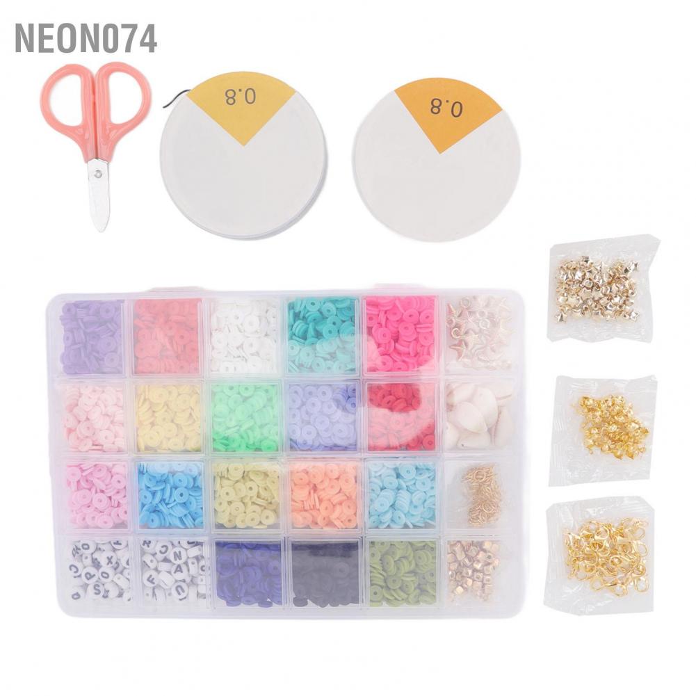 Neon074 Hạt xỏ thủy tinh dùng để làm trang sức vòng tay vòng cổ DIY - Bộ trang sức Làm vòng tay