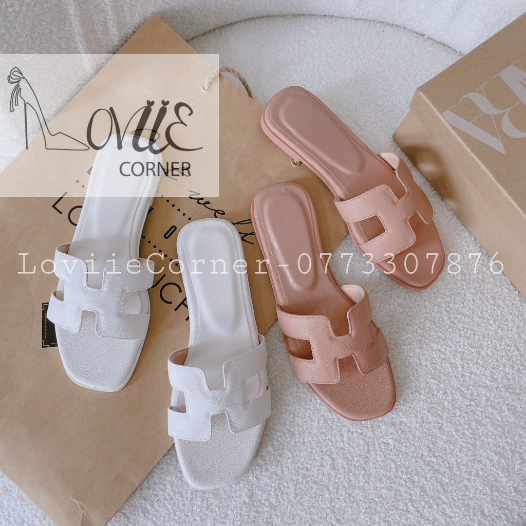 DÉP NỮ THỜI TRANG LOVIIECORNER - DÉP LÊ QUAI NGANG CHỮ H CAO CẤP CHẤT DA D190660