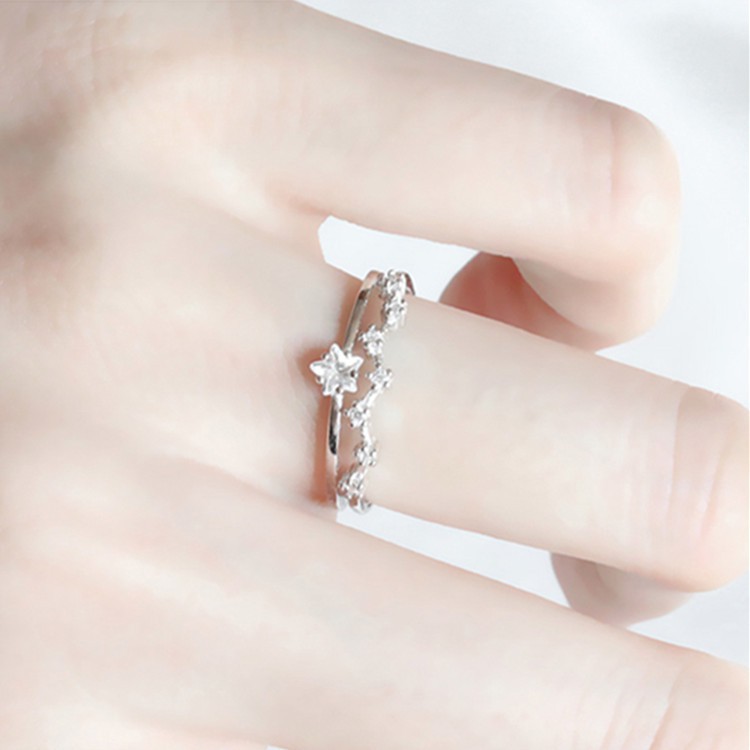 Nhẫn Bạc 925 Merci Freesize Đính Đá Pha Lê Độc Đáo Siêu Xinh mẫu tự điều chỉnh được size nhẫn cho vừa size tay