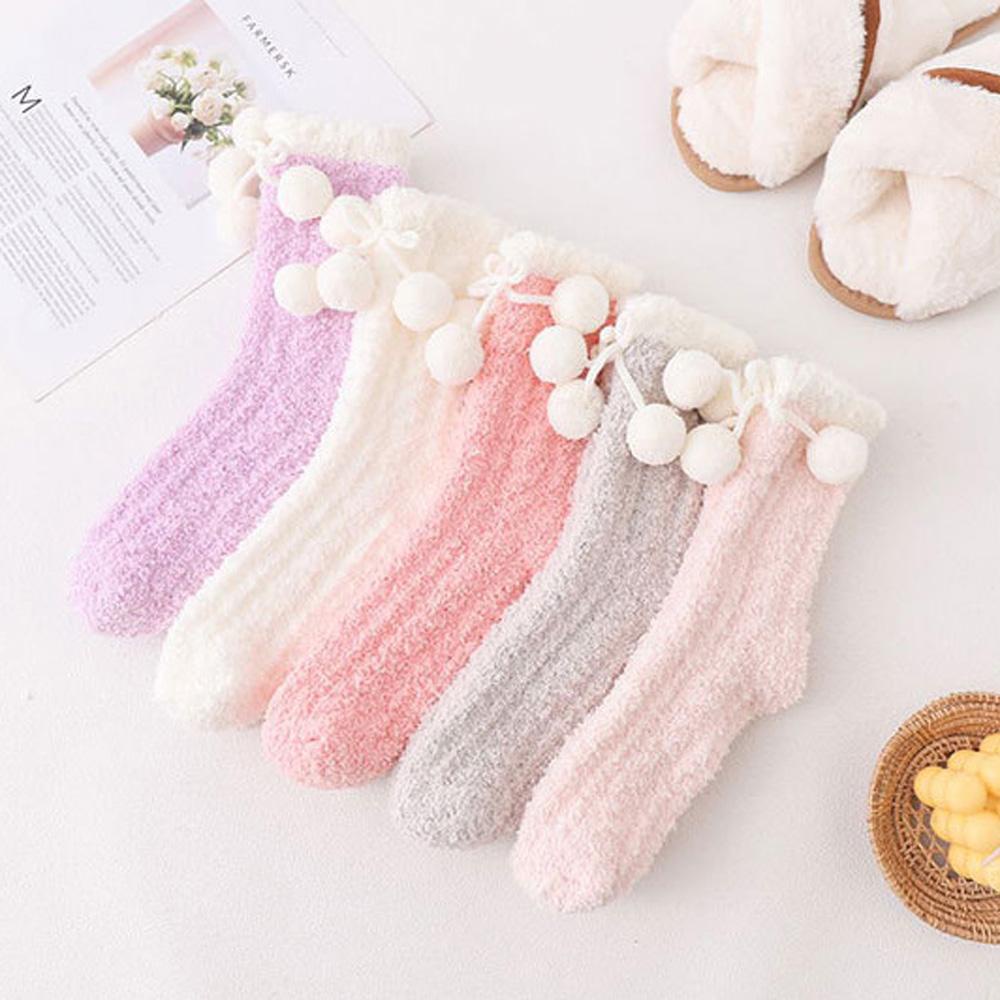 QQMALL Vớ Lông Cừu San Hô Dày Dặn Ấm Áp Thời Trang