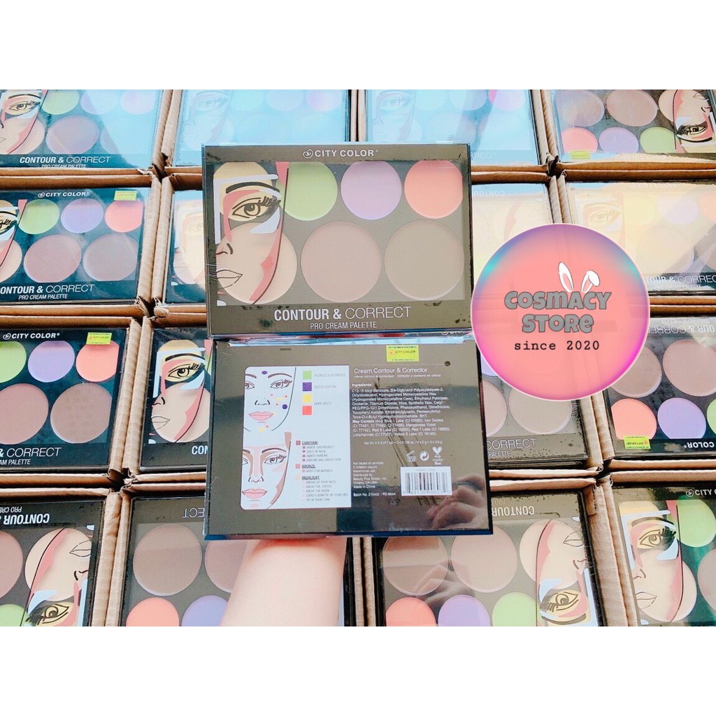 Bảng Che Khuyết Điểm Tạo Khối 7ô  City Colors Contour &amp; Correct Cream Palette