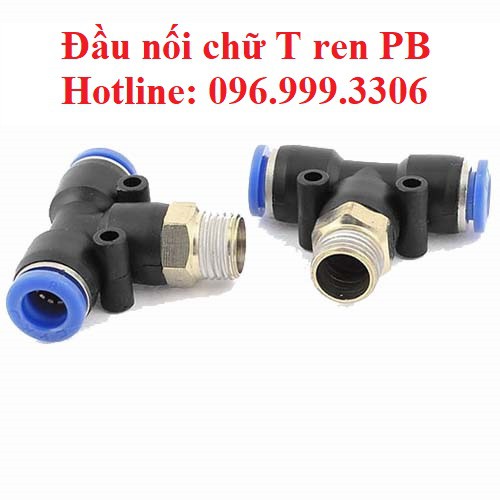 Đầu nối PB chữ T có ren ngoài khí nén, phun sương chịu được áp suất cao, đầy đủ kích thước giá sỉ