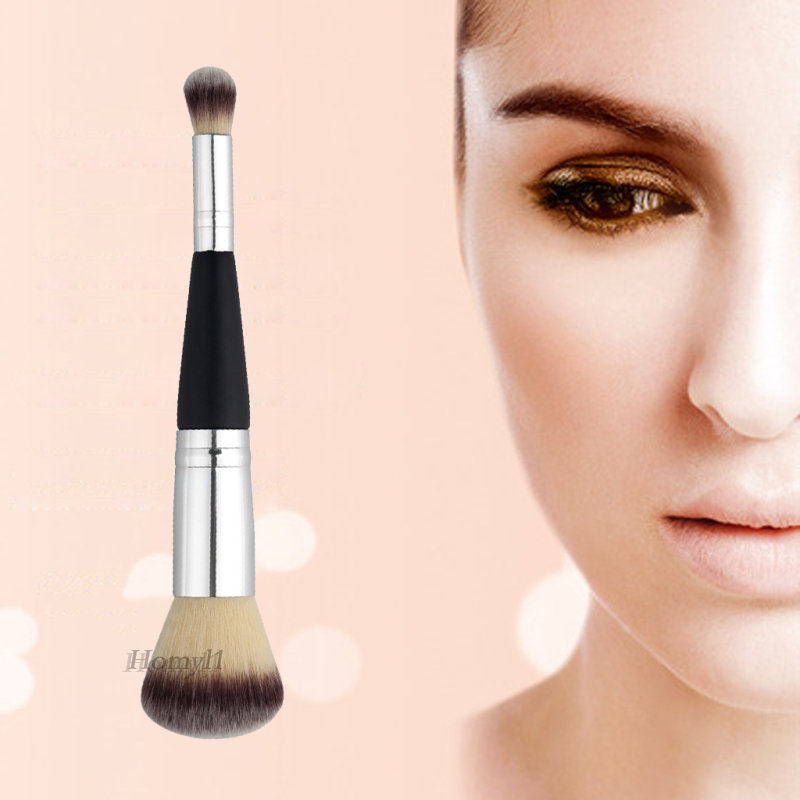 [HOMYL1]Pro Wooden Makeup Brush Dual-Ended Face Shading Flat Contour Foundation Tool