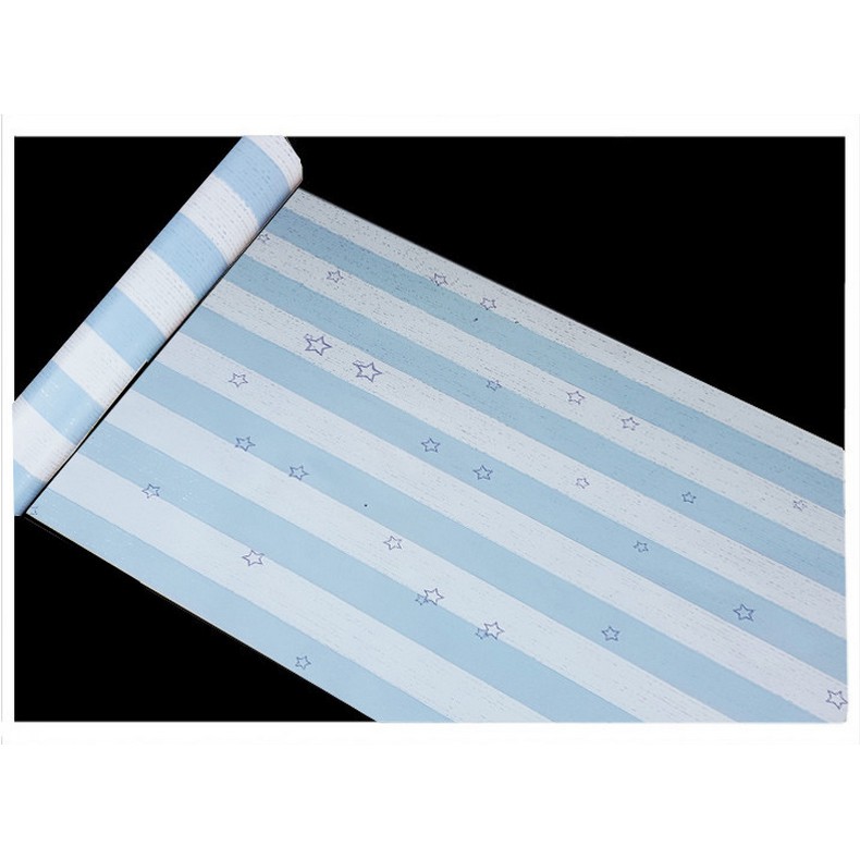 Giấy Dán Tường Sọc Sao Xanh 10M Khổ 45cm