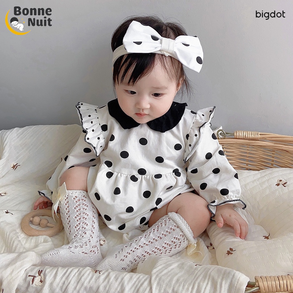 Set bodysuit chấm bị cho bé gái Big Dot kèm băng đô
