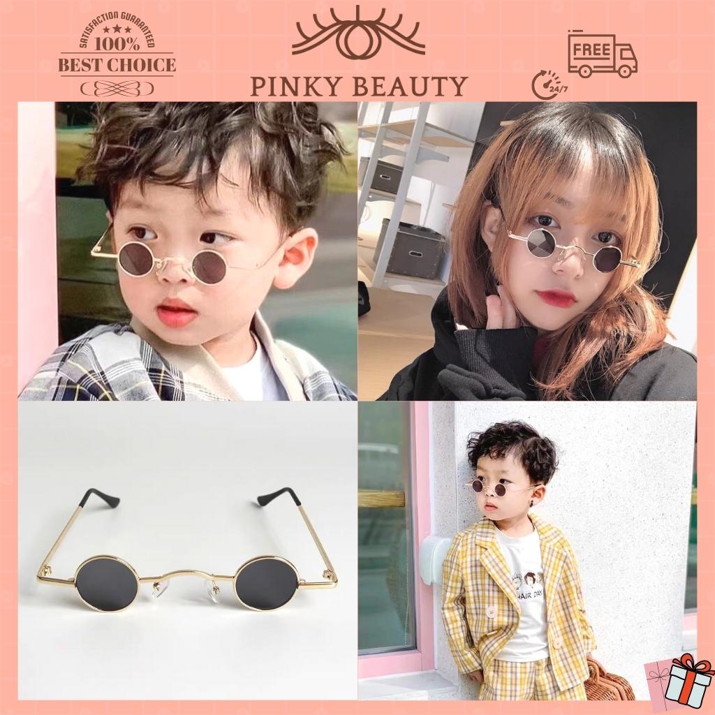Kính Thầy Bói Tròn Hot Trend Kính Mát Phong Cách Độc Đáo Thời Trang Vintage Pinky Beauty Dành Cho Người Lớn Và Các Bé