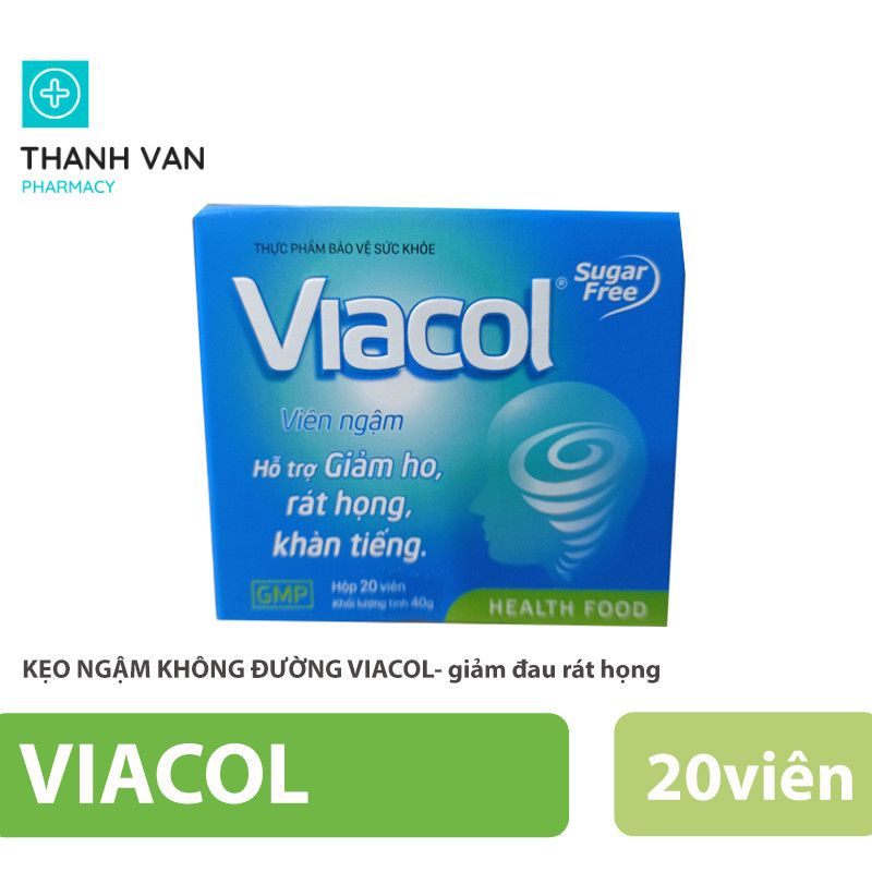 KẸO NGẬM KHÔNG ĐƯỜNG VIACOL- giảm đau rát họng