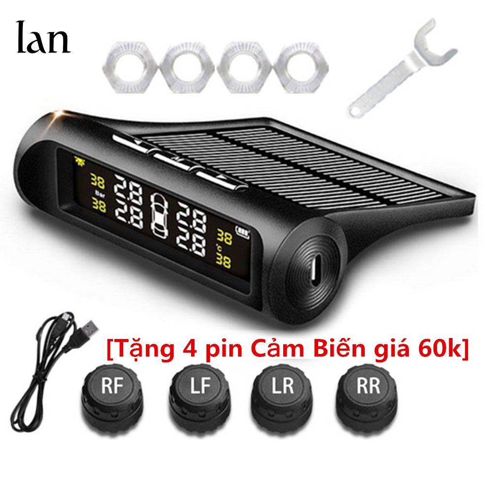 LAN Cảm Biến Áp Suất Lốp van ngoài TPMS, màn màu, Pin mặt trời [Tặng 4 pin Cảm Biến giá 60k]