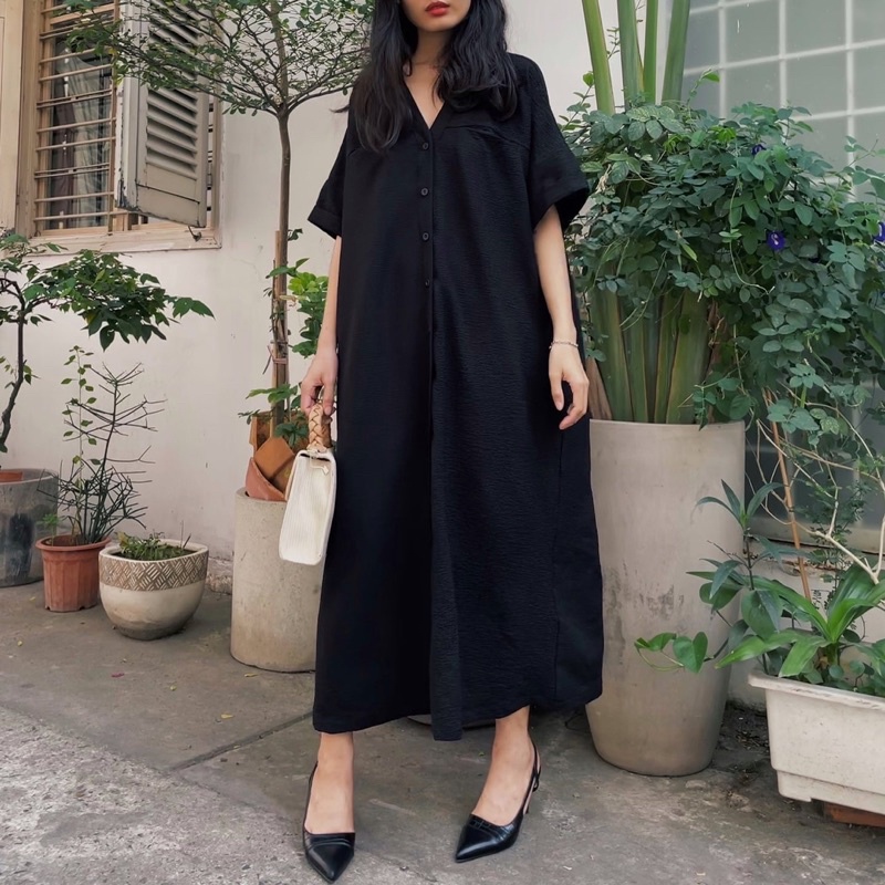 Đầm cổ V form suông rộng - Vivi Dress