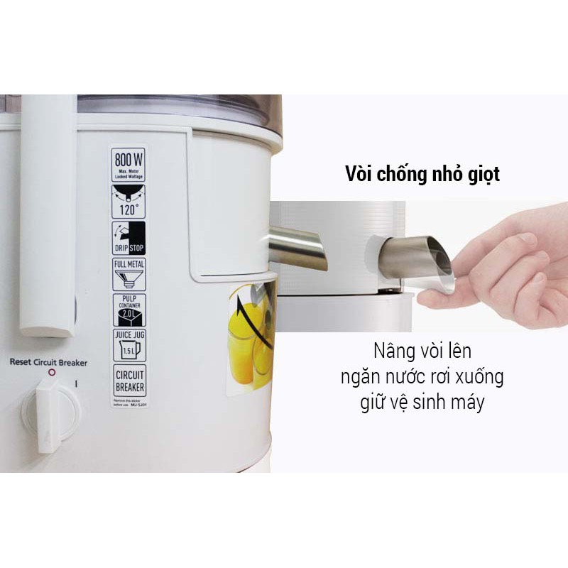 Máy ép trái cây Panasonic (Nhật Bản) MJ-SJ01WRA 800W (Mới 100%, bảo hành 12 tháng chính hãng)