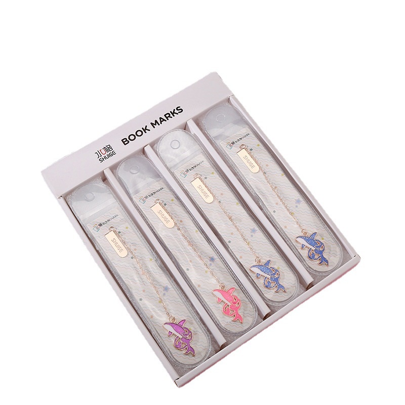 1 Thẻ Đánh Dấu Trang Sách Bằng Hợp Kim Hình Cá Voi Hoạt Hình Sáng Tạo Dành Cho Học Sinh